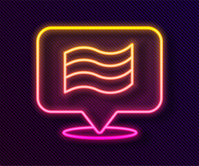 Glowing neon line Flag Of Egypt icon isolated on black background. Vector