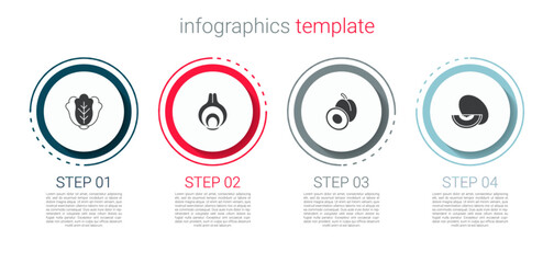 Set Cabbage, Onion, Plum fruit and Melon. Business infographic template. Vector