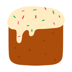 Kulich. Easter bread. Flat design. Hand drawn illustration on white background.