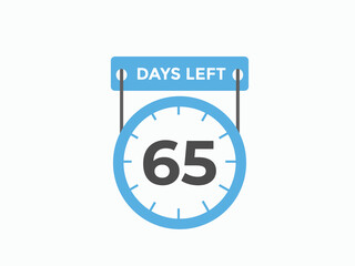 65 days to go countdown template. 65 day Countdown left days banner design. 65  Days left countdown timer