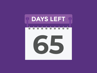 65 days to go countdown template. 65 day Countdown left days banner design. 65  Days left countdown timer