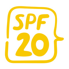 SPF 20. Badge. Vector design. Illustration on white background.
