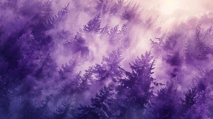 A mystical purple forest with a hidden path leading to a magic glade