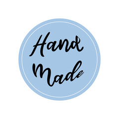 Hand made sticker badge for small business, craft product. Online shop, e-commerce. Vector isolated on white background.