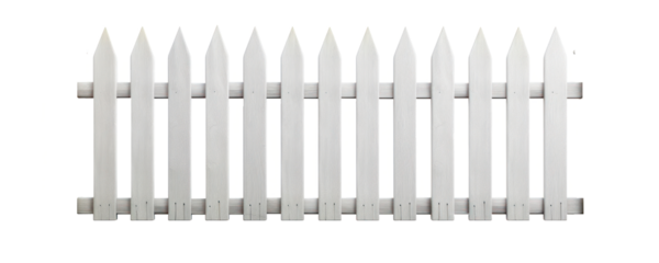 White wooden fence isolated on white background with clipping path transparent background, png
