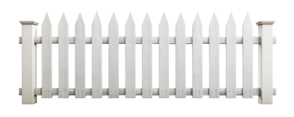 White wooden fence isolated on white background with clipping path transparent background, png