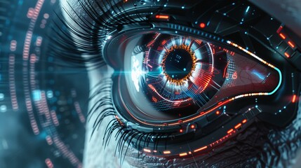 AI eye in 3D, showcasing advanced surveillance capabilities.