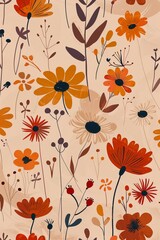 Obraz premium Boho chic art poster, flower patterns.