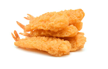 Stack butterfly shrimps on white background