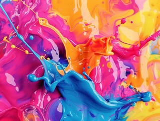 Colorful ink splash in HD, dynamic swirls of bright hues.