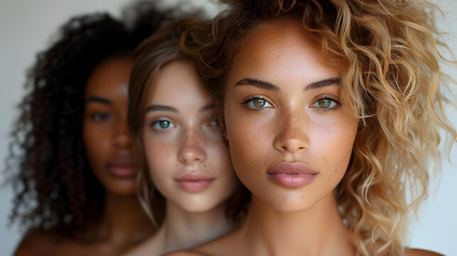 Three Beautiful Ladies in Sun-Kissed Palettes Posing for a Photo
