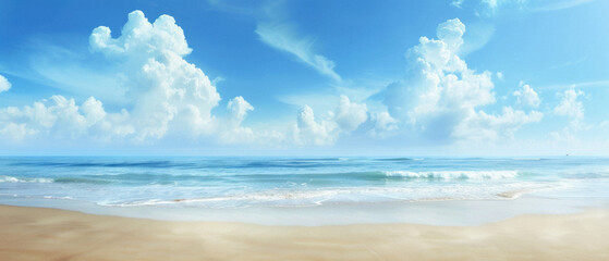 Obraz premium A beautiful blue sky with clouds and a calm ocean