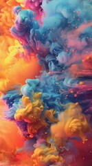 HD vibrant paint explosion, intense color dynamics.