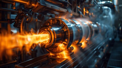 A real photo shot depicting the operation of turbines driven by high-pressure steam, converting thermal energy into mechanical energy
