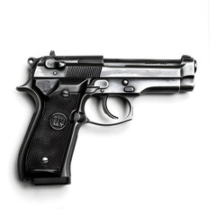 Pistol isolated white background, a personal weapon for agile self-defense.