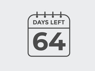 64 days to go countdown template. 64 day Countdown left days banner design. 64  Days left countdown timer