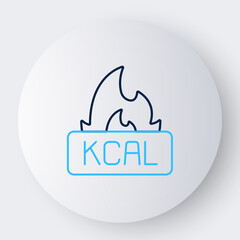 Line Kcal icon isolated on isolated on white background. Health food. Colorful outline concept. Vector