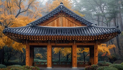 Korean traditional wooden ornamental roof. 