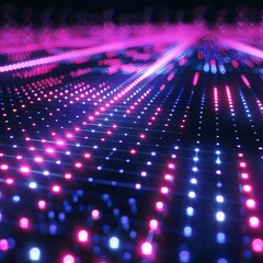 Obraz premium Pink and blue neon matrix, technological background.