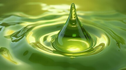 Pixel art of green tea extract droplet, smooth texture, rich green shades.