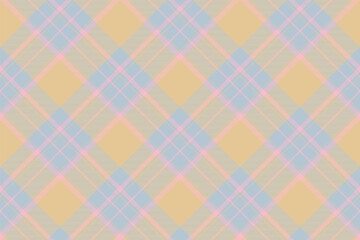 Tartan plaid background, diagonal check seamless pattern. Vector fabric texture for textile print, wrapping paper, gift card, wallpaper.