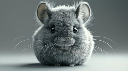 Create a realistic 3D rendering of a chinchilla