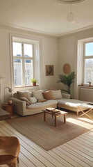 Serene and Stylish Scandinavian Living Room Interior Design
