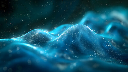 Fototapeta premium Abstract Blue Particle Waves - Digital Technology Background