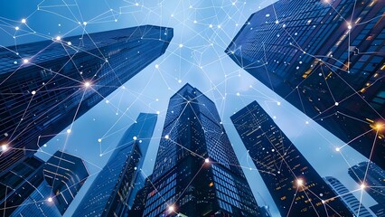 Designing smart building systems with modern architecture using neural network technology . Concept Smart Building Systems, Modern Architecture, Neural Network Technology, Design Innovation