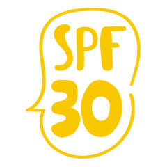 SPF 30. Vector badge. Sun protection. Isolated icon. Illustration on white background.