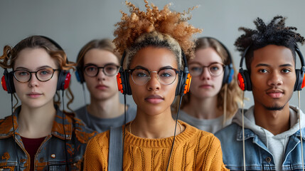 United in Learning A Group of Teens Studying and Listening in the Style of Afrofuturism-Inspired Art
