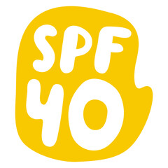 Yellow bubble. SPF 40. Vector illustration on white background.