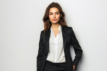 Businesswoman's journey to success, confidence and fulfillment in studio photos with white and clean monochromatic background