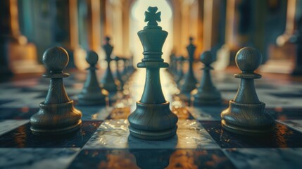 A serene image of a chess board, its intricate pattern and carefully positioned pieces representing the strategic elegance of the game on International Chess Day.