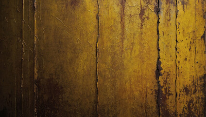Yellow Grunge and Scratched Metal Background, Aged Metal Texture with Weathering.