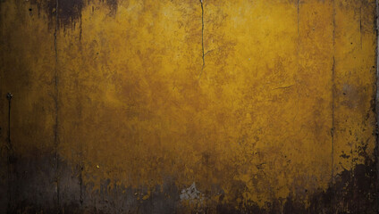 Yellow Grunge and Scratched Metal Background, Aged Metal Texture with Weathering.