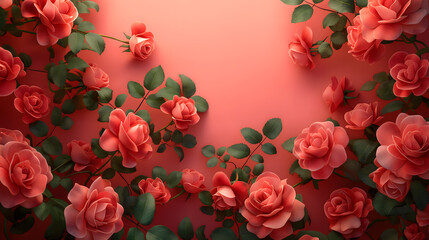 Vibrant Red Rose Blossoms on a Stunning Gradient Background