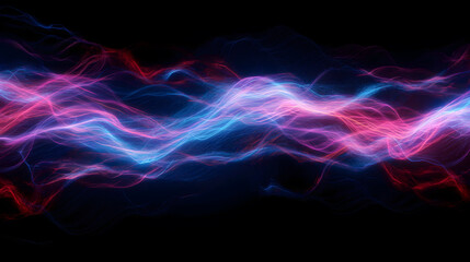 Obraz premium Vibrant Abstract Wavy Light Trails on Dark Background