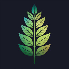 Foliage Symbol in Forest Night Gradient: Minimalist Neumorphism Aesthetic