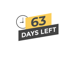 63 days to go countdown template. 63 day Countdown left days banner design. 63  Days left countdown timer