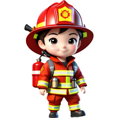 Cute chibi character firefighter