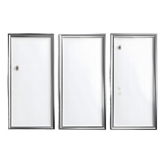 Isolated pack of posters with metallic frame isolated on a transparent background