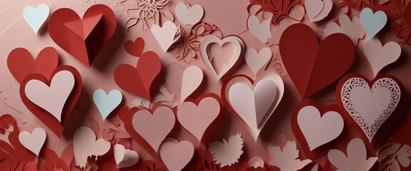 "Express love with our heart paper cut background, ideal for Mother's Day messages. ❤️ #MothersDay #Love #HeartArt" digital artwork ar 2:39:1
