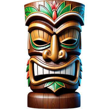 wooden hawaiian tiki statue