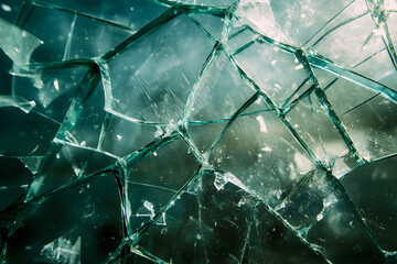 Abstract Shattered Glass Texture in Turquoise Tones