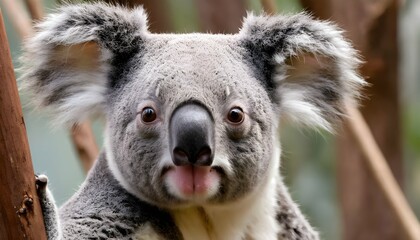 a koala with its eyes narrowed in concentration upscaled 4