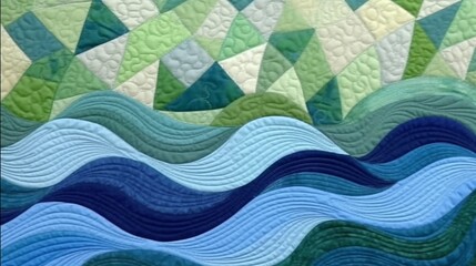 Oceanic Resonance: Soothing Wave Patterns in Blue and Green - obrazy, fototapety, plakaty