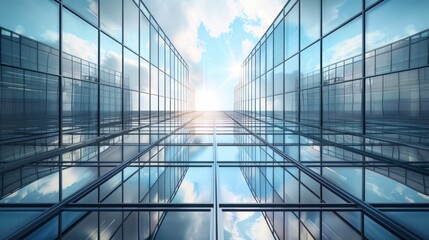Reflective glass of a modern office skyscraper Picture from below