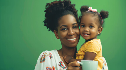 African-American woman and her little daughter