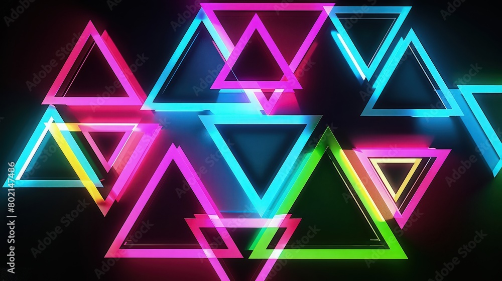 Poster a minimalist composition featuring an array of equilateral triangles in muted pastel tones